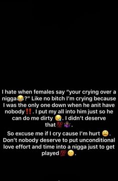 the text on the screen says, i hate when females say your crying over