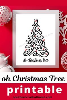 a christmas tree printable on a red background