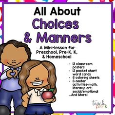 all about choices and manners for preschool