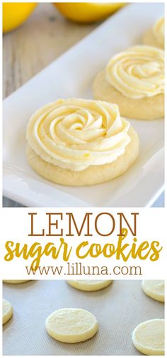 lemon sugar cookies with frosting on top