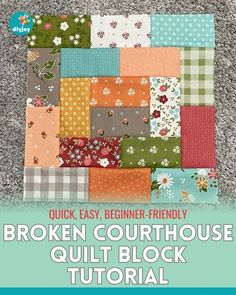 Broken Courthouse Quilt Block Tutorial Quilt Crafts, Quilt Wall, Quilt Block Patterns Free, Quilt Sewing Patterns, Quilt Square Patterns, Easy Quilt