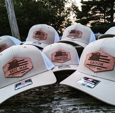 several hats are sitting on top of each other