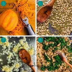 four pictures showing the steps to make pasta