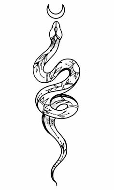 a snake with a crescent on its back and the tail curled up to it's head