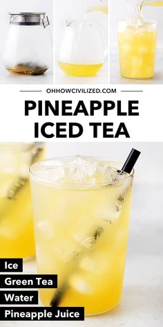 pineapple iced tea with ice and water