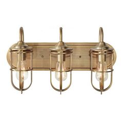 three light brass finish bathroom fixture