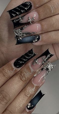 Acrylic With Charms, Nails Y2k Black, Gel Nails For Beginners, Become A Nail Tech, Nails Tiktok, Nail Videos, Girls Nail Designs, Hard Nails, Nail Tutorial