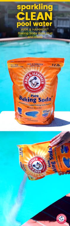 an orange bag sitting on top of a swimming pool