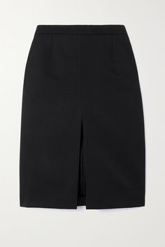 An ode to '80s power dressing, SAINT LAURENT styled the oversized blazers on its Fall '23 runway with fitted skirts like this style. It's cut from smooth black wool and has glossy satin trims along each side. Ysl Skirt, 23 Runway, 90s Minimalism, Oversized Blazers, Fitted Skirts, Midi Wrap Skirt, Fall 23, Its Fall, Latest Skirts