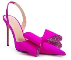 The pointed toe design elongates the look of your legs while the stiletto heel adds a touch of elegance. With added rhinestone bows, these sandals are perfect for any special occasion. - Color: Pink, Black- Style: Sandals- Closure Type: Slip On- Upper Material: Silk + Satin- Sole Material: Rubber- Heel Height: 11cm- Toe Style: Pointed Toe- Occasion: Casual, Formal, Party- Gender: Women Rhinestone Bow, Stiletto Sandals, Toe Designs, Rubber Heels, Stiletto Heel, Silk Satin, Black Fashion, Stiletto Heels, Special Occasion