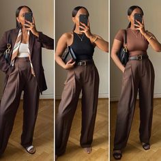 Autumn Work Outfits Black Women, Cute Work Outfits Winter Business Casual, 2023 Casual Style Trends, Shoes For Corporate Attire, Work Outfits With Flare Pants, Trouser With Sneakers Women, Nude Work Outfit, Fall Outfits Women Black Woman Work, Summertime Office Outfits