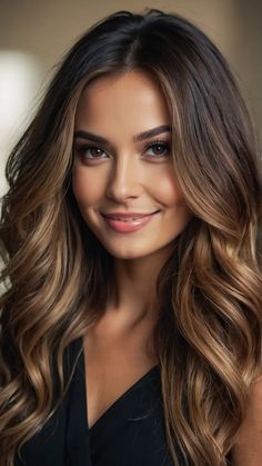 Embrace the Autumn Glow: 15 Fall Balayage Hair Ideas for a Stunning Transformation - Inspire Inlet Dark To Caramel Hair, Highlights For Dark Brown Hair Caramel Face Framing, Brunette Old Money Aesthetic, Autumn Balayage Hair Brunette Blonde, Fall Hair Color For Black Hair Balayage, Long Medium Brown Hair With Highlights, Fall Hair Tones, Brunette Balayage Cool Tones, Hair Colors For Dark Brown Eyes