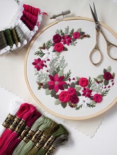 #lifestyle, #productivity, #organization, #goal setting Half Wreath, Winter Greens, Diy Christmas Decor, Holiday Floral, Holiday Craft, Red Embroidery, Rose Embroidery