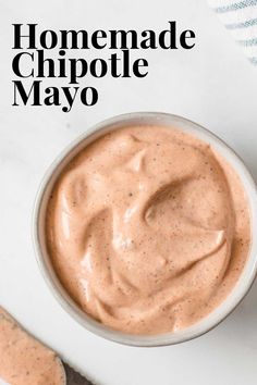 homemade chipotle mayo in a white bowl