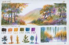 colored pencils showing different types of trees