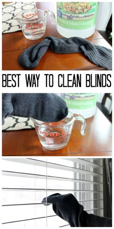 the best way to clean blinds is by using an empty glass bowl and cleaning cloth