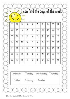 i can find the days of the week worksheet