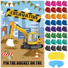 an excavator poster with construction equipment