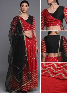 Shop Red N Black Embroidered Lehenga Set Party Wear | Ready to wear dresses for women - GHBS01911718RTW Embroidered Lehenga, Wedding Wear, Chic Design, Dresses For Women, Lehenga, Party Wear, Desi, Ready To Wear