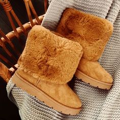 Wear Them On Those Super Cold Days For A Look That's Just As Stylish As It Is Cozy~ Soft Faux Suede Shapes These Classic Cold-Weather Boots That Have A Rounded Toe And A Mid-Calf Shaft That's Trimmed With Fluffy Faux Fur. Finished With Cushioned Insole, And Easy Pull On Construction. Condition: Brand New In Box / Unworn Color: Tan Heel Height: 1.25" (Approximately) Fits: True To Size Comfortable Round Toe Booties For Fall, Casual Winter Booties With Plush Lining, Casual Fall Boots With Plush Lining, Trendy Winter Booties With Padded Ankle, Casual Booties With Faux Fur Lining And Round Toe, Comfortable Suede Boots, Casual Boots With Plush Lining, Comfortable Fall Ankle Booties, Cozy Round Toe Booties For Fall