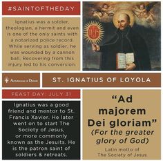 an image of the saint of loyola with text above it and below it