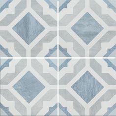 four different blue and white tile designs