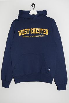 "Russell Athletic West Chester University Hoodie - Size tag: Please always check measurements before buying. Men's S - Measurements (laying flat): Pit to Pit: 20\" Length: 26\" Sleeve: 25\" Pit to Cuff: 21\" Across the shoulders: 20\" -Wear: /Please see images for details/ Good used condition, Two stains front and back as shown on the pictures. -Flaws: / serious wear, tears, holes, marks or stains/ Please see images for details. Two stains front and back as shown on the pictures. - Fabric: 50% Cotton 50% Polyester *All of our items are preloved pieces so some signs of natural wear and age are to be expected. Please look through the photos carefully to check if the condition is to your satisfaction. *All efforts are made to show any defects however small imperfections may be missed. *We try Long Sleeve Hoodie With Letter Print, College Sportswear Hoodie With Letter Print, Sporty Long Sleeve Hoodie With Letter Print, Letter Print Sportswear Hoodie For College, Adjustable Hood Long Sleeve Sweatshirt For Sports Season, Cotton Sweatshirt With Drawstring Hood For Sports, Cotton Hoodie Activewear With Adjustable Hood, Cotton Activewear Hoodie With Adjustable Hood, Casual Cotton Hooded Activewear