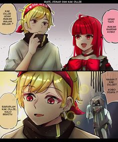 two comic panels one with blonde hair and the other with red eyes