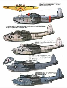 four different types of airplanes are shown in this diagram, with the names below them