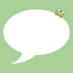 a green background with a white speech bubble and a cartoon frog sitting on top of it