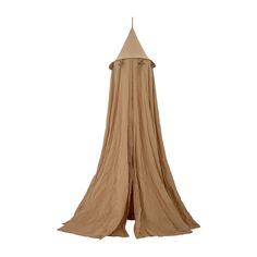 a beige tent with a long canopy hanging from it's side, on a white background