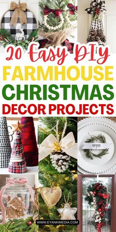 Transform your home this holiday season with these DIY farmhouse Christmas decor ideas. From rustic farmhouse Christmas projects to simple Christmas decor ideas, you’ll find creative ways to bring farmhouse charm to your Christmas tree and home. Diy Farmhouse Christmas Decor, Christmas Decor Projects, Diy Farmhouse Christmas, Christmas Farmhouse Decor, Farmhouse Christmas Decor Ideas, Farmhouse Style Wreath, Mason Jar Projects, Holiday Beading, Christmas Village Houses