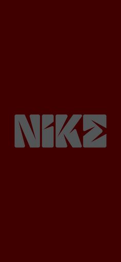 the nike logo is shown in grey on a red background with black and white letters