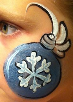 Christmas ornament Christmas Face Painting Reindeer, Xmas Face Painting, Face Painting Images, Face Paint Ideas