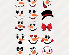 a collection of cartoon faces with different expressions