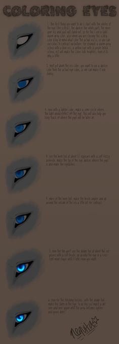 the different types of eyes are shown in this graphic style, with blue light coming from them