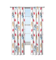 a window curtain with cartoon characters on it