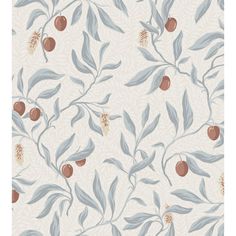 a wallpaper with leaves and fruit on it