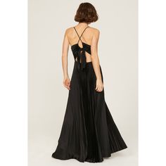 Black satin (100% Polyester). A-line. Sleeveless. V-neck. Back zipper closure. 58" from shoulder to hemline. Imported. Rent The Runway, Black Gown, Black Satin, A Line, Satin, V Neck, Zipper, Black