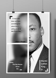 the martin luther king poster is hanging on a wall