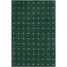 a green rug with white crosses on the front and back of it, against a white background