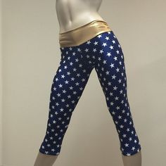 Super Hero Hot Yoga Fitness Capri Pants Navy and Gold Stars Print SXYfitness Brand Item #1279 Sizes xxs-xxl (00-18 US) Fitted Capri Yoga Pants For Pilates, Fitted Capri-length Yoga Pants For Pilates, Fitted Capri Length Leggings For Pilates, Fitted Capri-length Yoga Pants, Fitted Sports Capri Pants, Fitted Activewear For Gym Capri Length, Fitted Activewear For Gym In Capri Length, Fitted Moisture-wicking Capris For Gym, Fitted Gym Activewear Capri Length