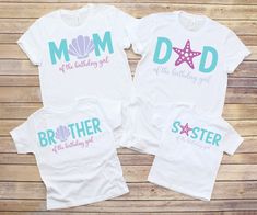 two matching shirts with the words, mom and daughter in pink and blue on them