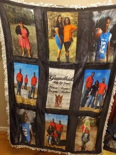 a quilt made to look like the college football team's photo collages