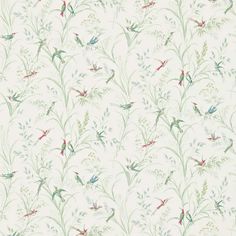 a wallpaper with birds and flowers on it