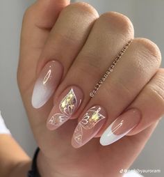 Ideas Uñas Acrilicas, Romantic Nails, Gold Nail, Acrylic Nails Coffin Pink, Uñas Acrilicas, Butterfly Nail, Nail Designs Glitter, Fancy Nails