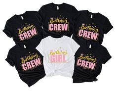 Custom Birthday Crew Shirt, Birthday Matching Shirt, Birthday Girl Shirt, Birthday Squad Shirt, Birthday Team shirt, Custom Birthday Gift Welcome to TeeDesignUS! We have selected the most special products for you and are at your service. We are here for everything you need. We wish you pleasant shopping! PRODUCT DETAILS We use Bella Canvas and Gildan SoftStyle brand shirts for printing. *Bella Canvas -unisex size -4.2 oz. -Solid colors are 100% Combed Cotton and Ring-Spinned Cotton. -Athletic He Birthday Tshirts Group Family, Birthday Squad Shirts Ideas, Burthday Crew Shirts, Affordable Family Matching Birthday T-shirt, Birthday Crew Shirts, Birthday Squad Shirts, Custom Birthday Shirts, 10 Birthday, Custom Birthday Gifts