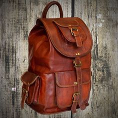 Vintage Leather Backpack For Men Vintage Leather Backpack, Handmade Leather Backpack, Leather Backpack For Men, Women Backpack Travel, Leather Laptop Backpack, Travel Rucksack, Backpack Free, Vintage Crossbody Bag