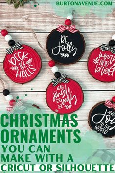 christmas ornaments you can make with cricut or silhouettes on wood planks