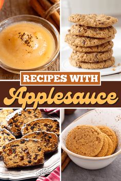 an image of applesauce recipe collage with pictures and text overlays